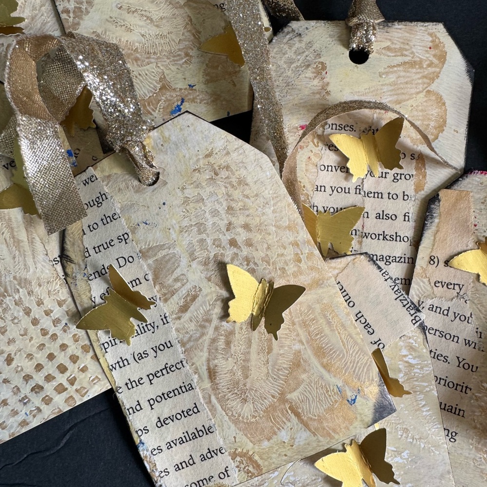 5 Mixed media gilded hand tags
